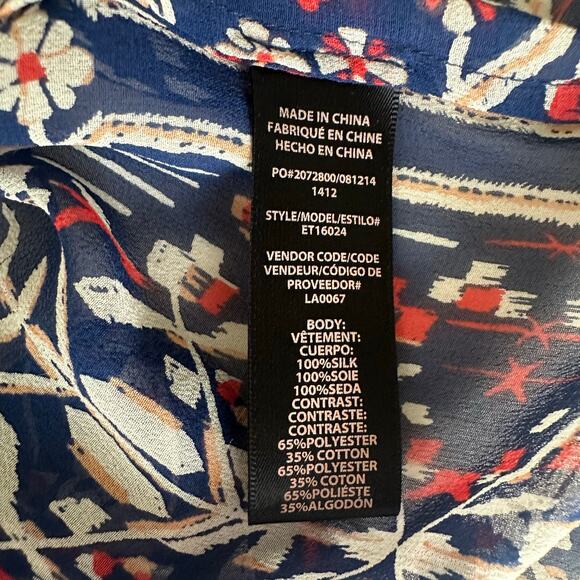 Bohemian Style Tunic Top Loose Flowy 100% Silk Embroidered Crocheted Yoke Size S - Picture 8 of 8